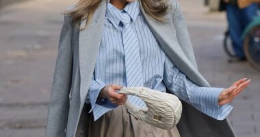 Ashley Roberts (pictured) and Anita Rani put on very leggy displays rocking mini skirts as they signed off from Heart Radio on Friday ahead of the holidays