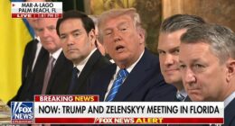 Awkward moment Trump stuns reporters into silence after asking if they would consider free lunch at Mar-a-Lago a bribe: 'You can speak'