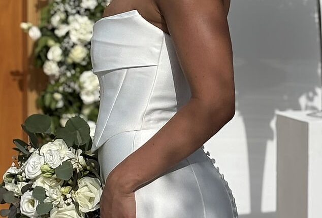 Dani G, 27, from Newcastle upon Tyne, ditched her wig to walk down the aisle - after her husband said he would love to marry her how he 'fell in love' with her