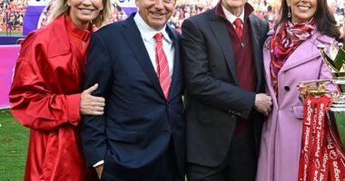 (From left) Jennifer Ashton and her husband Tom Werner, Chairman of Liverpool, and John Henry, Principle Owner, with his wife Linda Pizzuti Henry. Werner and Henry founded FSG