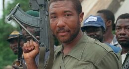 Charles Taylor in his days as a rebel leader in May 1990. Liberia still carries deep scars from the atrocities that were committed by fighters loyal to him and Doe
