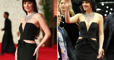 Dakota Johnson wears black Alessandra Rich dress with pelvis cutouts to 2025 Red Sea International Film Festival