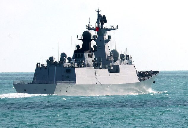 A Chinese Jiangkai-class frigate Hengyang that sailed near Australia in February (pictured)