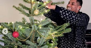 Marcus Rashford lead the footballers sharing snaps of themselves celebrating Christmas Eve today