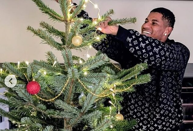 Marcus Rashford lead the footballers sharing snaps of themselves celebrating Christmas Eve today