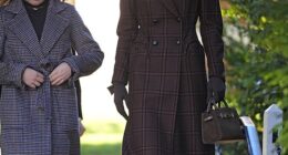 Princess of Wales in a windowpane check coat by Italian brand Blazé Milano