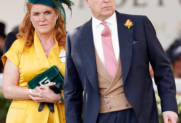 Sarah Ferguson and Andrew Mountbatten-Windsor at Ascot Racecourse on June 21, 2019