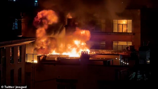A huge blaze has broken out in a building above an iconic nightclub in Glasgow