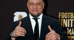 Roberto Carlos is pictured at the World Cup draw earlier this month in Washington DC