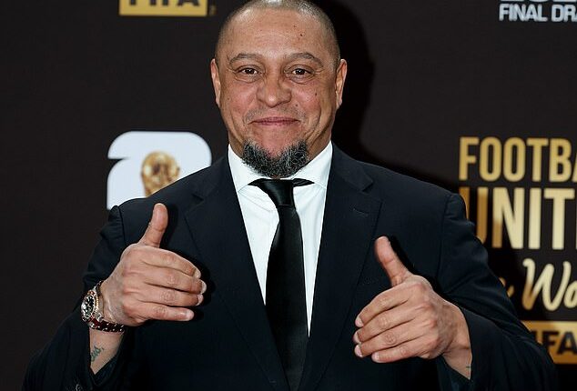 Roberto Carlos is pictured at the World Cup draw earlier this month in Washington DC