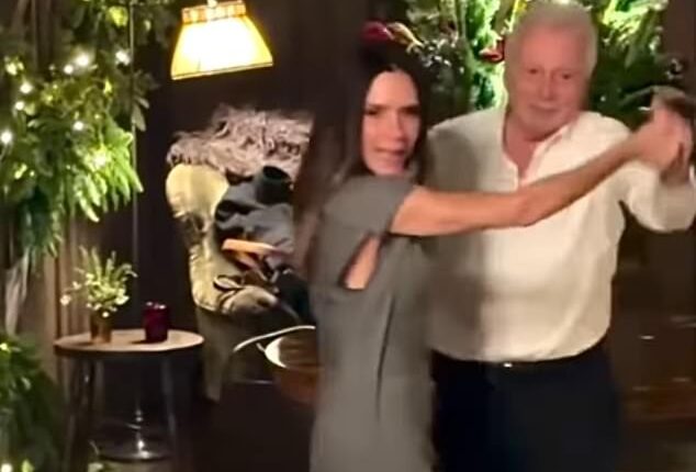 Victoria Beckham danced with her rarely-seen father Tony Adams during her family Christmas celebrations without her eldest son Brooklyn