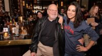 Mila Kunis, Jim Beam¿s global brand partner, and Fred Noe, the brand¿s seventh-generation master distiller, toast fans at a Repeal Day event in Chicago in December 2018.