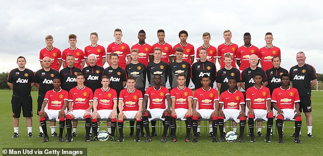 Les Parry (middle row, third from right) helped to grow Manchester United's best young talents, as head of elite player development and loans manager