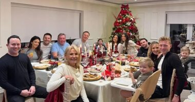 It was a family affair with former The Only Way Is Essex star Mark's sisters Jess and Natalya, mum Carole and brother Josh all gathered around the table for Christmas dinner