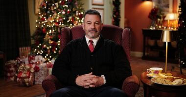Jimmy Kimmel took his anti-Trump act across the pond, warning the British that 'tyranny is booming' in America in a Christmas Day message