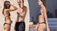 Kaia Gerber wears mismatched bikini in Mexico with Lewis Pullman