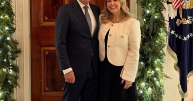 White House Press Secretary Karoline Leavitt, 28, gave followers an intimate look into her Christmas holidays with her family, as she cozied up to her husband, Nicholas Riccio, 60