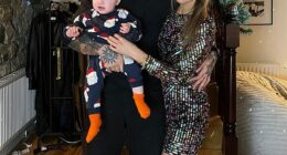 Laura Woods looks healthy and happier than ever as she shared shared sweet snaps on Tuesday of her Christmas celebrations with her fiancee Adam Collard and son Leo