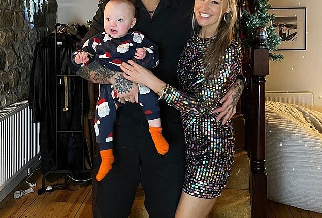 Laura Woods looks healthy and happier than ever as she shared shared sweet snaps on Tuesday of her Christmas celebrations with her fiancee Adam Collard and son Leo