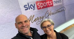 Clare Tomlinson signed off on her last shift at Sky Sports News with partner Carl Rumney