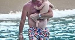 Liev Schreiber appeared relaxed and rejuvenated as held his daughter Hazel in Barbados