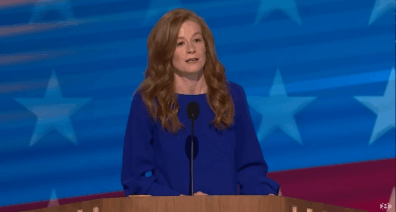 McMorrow speaking at the DNC Convention.