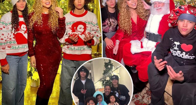Mariah Carey's twins, 14, look all grown up in Christmas photo without dad Nick Cannon after siblings drama