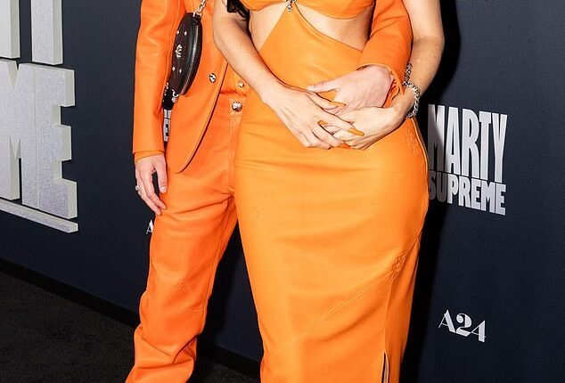 Kylie Jenner, 28, and Timothée Chalamet, 29, made a statement in coordinating orange looks as they brushed aside split rumors at the Marty Supreme premiere in LA earlier this week on Monday (seen above)