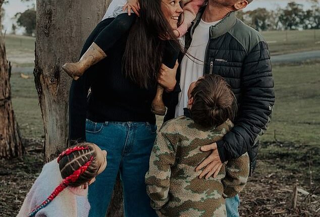 Tarsh Cooper will never forget the day she lost her husband Ash on Christmas Eve in 2024 after he was diagnosed with stage four bowel cancer. Pictured with their three kids - Ivy, 5, Hazel, 7, and Jack, 9