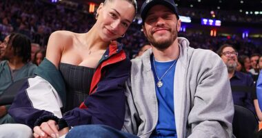 Pete Davidson's girlfriend Elsie Hewitt is giving fans a glimpse of the behind-the-scenes realities of being a new mother. The model and actress, 29, shared a mirror selfie on Friday in which she wore an adult diaper; pictured with Pete in May in NYC