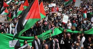 All protests have been banned across Sydney for 14 days (pictured pro-Palestine march in 2023)