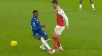 Moises Caicedo plants his studs into Mikel Merino's ankle at Stamford Bridge on Sunday