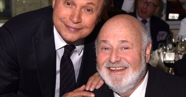 On Monday, the Reiners' famous friends gathered for a impromptu memorial. Comedian Albert Brooks hosted the gathering. Also in attendance were actor Billy Crystal (pictured with Rob Reiner), his producer wife Janice, and comedians Larry David, Bill Hader and Conan O'Brien