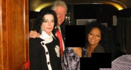 Pictured is Bill Clinton with his arm around Michael Jackson. The pair posed with two women