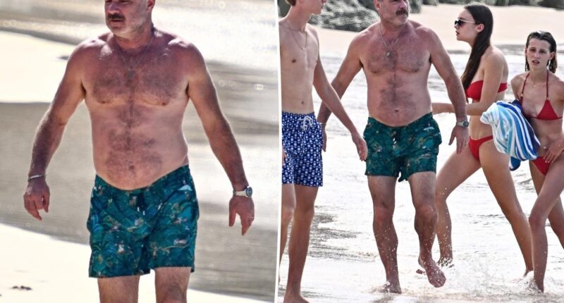 Shirtless Liev Schreiber flaunts fit physique in Barbados