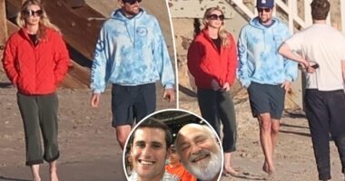 Somber Jake Reiner spotted on beach walk with girlfriend following parents Rob and Michele's tragic deaths
