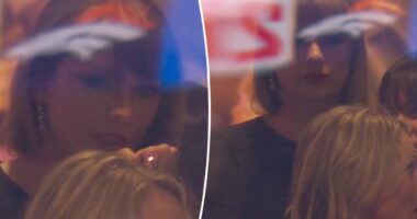Taylor Swift bites her nails in nerve-wracking final moments of fiancé Travis Kelce's Chiefs game