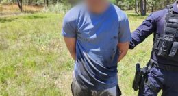 One of six males pictured after a large police operation on Monday