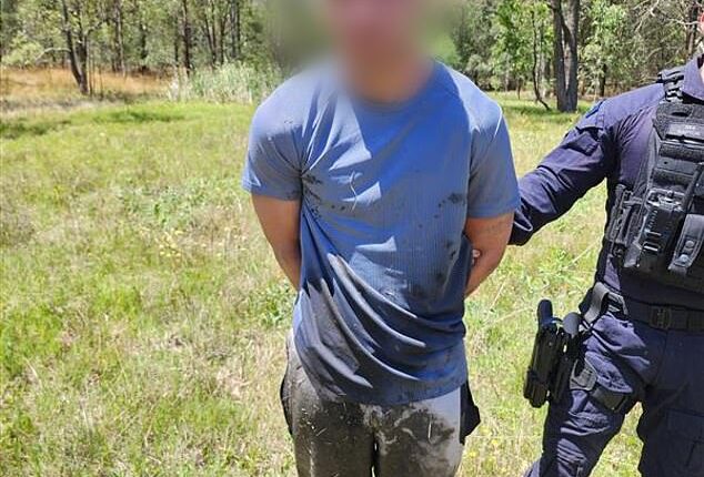 One of six males pictured after a large police operation on Monday