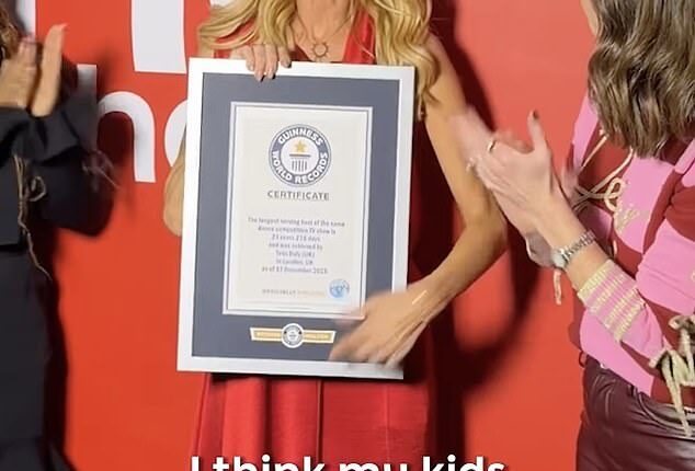 Tess Daly was overcome with emotion on Thursday when she was awarded the Guinness World Record for the longest-serving host of the same dance competition