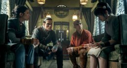 (L to R) Kiawentiio Tarbell as Katara, Ian Ousley as Sokka, Gordan Cormier as Aang, Miya Cech as Toph in season 2 of Avatar: The Last Airbender