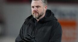 Aberdeen boss Jimmy Thelin watches his side draw 1-1 with Dundee United at Pittodrie