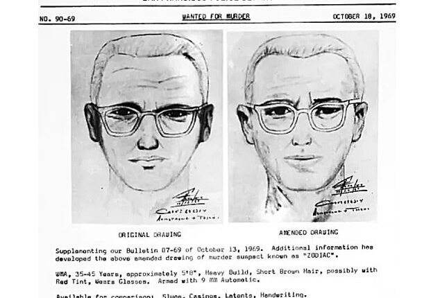 A composite sketch and description circulated by San Francisco Police as they tried - in vain - to catch the Zodiac killer, who terrorized northern California between 1968 and 1969