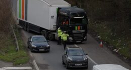 The M2 in Kent is closed westbound after a car overturned in a crash sparking travel chaos on Christmas Eve
