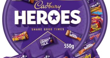 A 550g tub of Cadbury Heroes now costs £7 at Tesco, working out at around 12.7p per chocolate