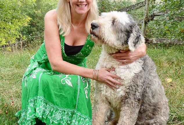 Samantha Brick with her Old English Sheepdog Indy, the first of her seven dogs to have died in the last three years