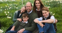 This week, the Prince and Princess of Wales's festive card was unveiled to the public - with Prince William and Princess of Wales captured beaming while sat on the grass amid spring daffodils with their three children