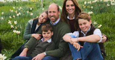 This week, the Prince and Princess of Wales's festive card was unveiled to the public - with Prince William and Princess of Wales captured beaming while sat on the grass amid spring daffodils with their three children