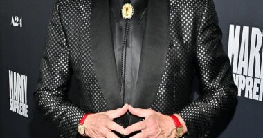 Timothee Chalamet's character was smacked in the buttocks by a paddle in a scene for Marty Supreme - and his castmate Kevin O'Leary gave insight into the actor's shocked reaction; O'Leary seen above earlier this month in L.A.