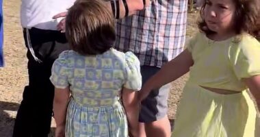 In a video shared to social media, Rabbi Eli Schlanger, 41, performed the Jewish ritual of tefillin on Matilda's dad as the little girl watched on in the moments before they were killed